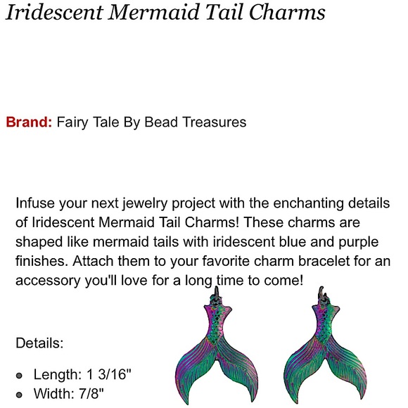 Rainbow metallic metal mermaid tail earrings NEW - Picture 6 of 6